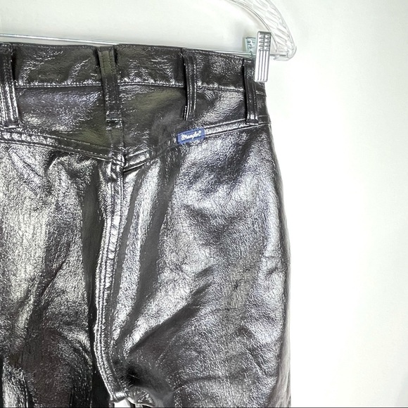 RARE Vintage Wrangler Black Leather vinyl pleather wax Denim Jeans 7 x 32 - Picture 9 of 12